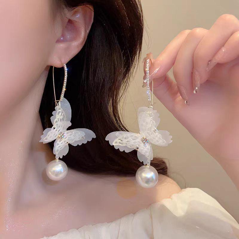 Square & Round Pearl Tassel Earrings for Women - Elegant, Versatile, Niche Design, Exquisite Accessory