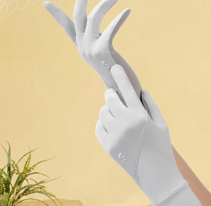 Damen UPF 50+ Sonnenschutzhandschuhe, Atmungsaktive Lange Netz-Armhandschuhe mit Touchscreen-Fingern, Rutschfest, UV-Schutz für Fahren, Radfahren, Outdoor