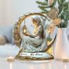 Flat Acrylic Exquisite Decor, White & Gold Moon Boat with Flowers & Lantern, Light Luxury Ornament for Office Bookshelf, Modern Art Gift for Festivals