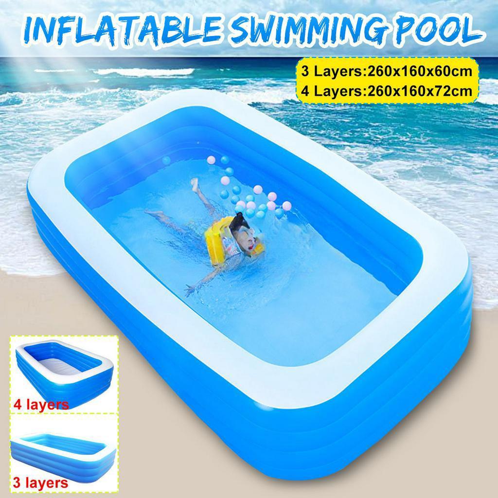 

Синий 3/4-слойный прямоугольный надувной бассейн, детский бассейн, ванна для купания, летний уличный бассейн для детей 3 Layers