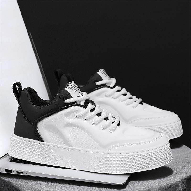 Men's Sport Shoes White Leather Sneakers Men Summer Casual Vulcanized Shoes Male Sneakers Black Skateboard Shoes Flat Sole