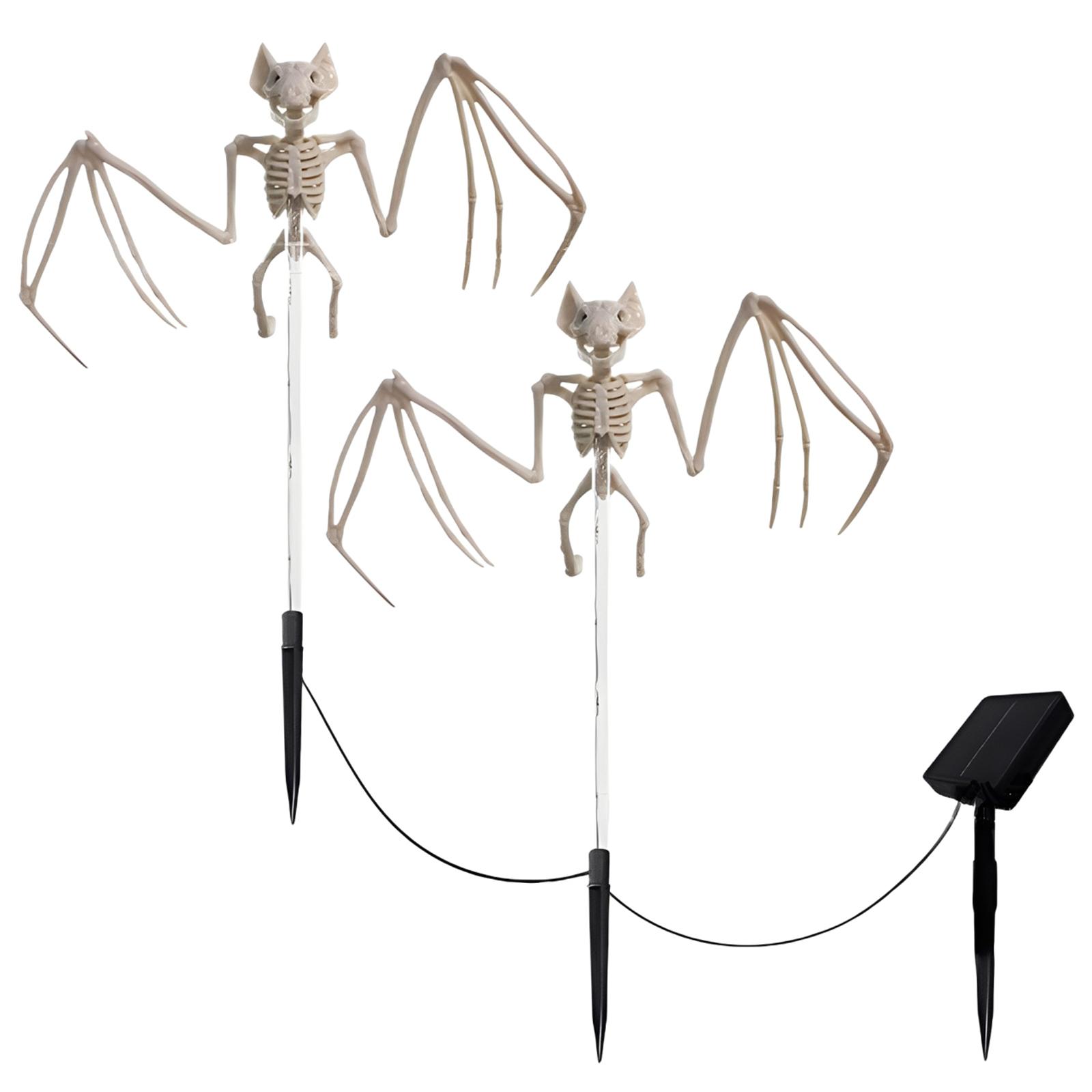 Halloween Decorations Outdoor Solar Garden Lights Waterproof Solar Creepy Bats Path Lights Skeleton Outside Decor Lights
