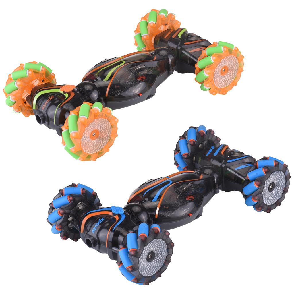 Remote Control Car, 2.4GHz 4WD Gesture Sensing Stunt Car with Spray, Lights and Music, 360° Rotation