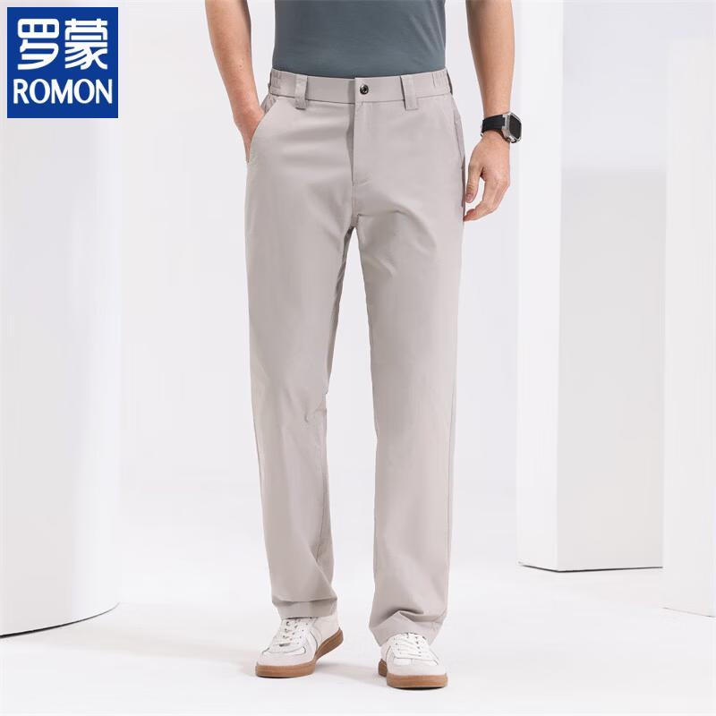 ROMON Men's Lightweight Straight-Leg Casual Business Pants