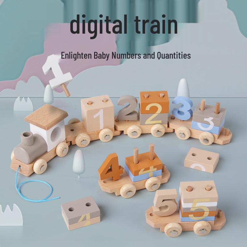 

Wooden Number Train: Early Education Stacking Blocks for Children