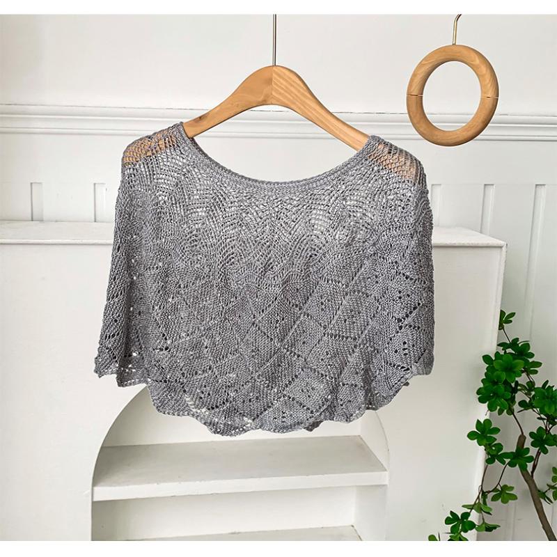 Ladies Knitted Ice Silk Shawl Summer Lightweight Hollow Out Design Fashionable Sequin Shoulder Cover Head Over Shoulder Wrap