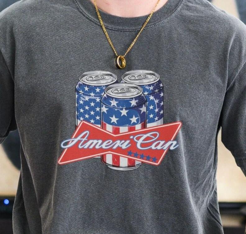 

American Budweiser Beer T-Shirt 4th July Patriot Vintage Comfort Colors 1717 Tee L