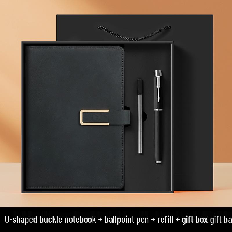 Business A5 Notebook Gift Set with U-shaped Buckle Hardcover - Customizable LOGO for Students and Offices