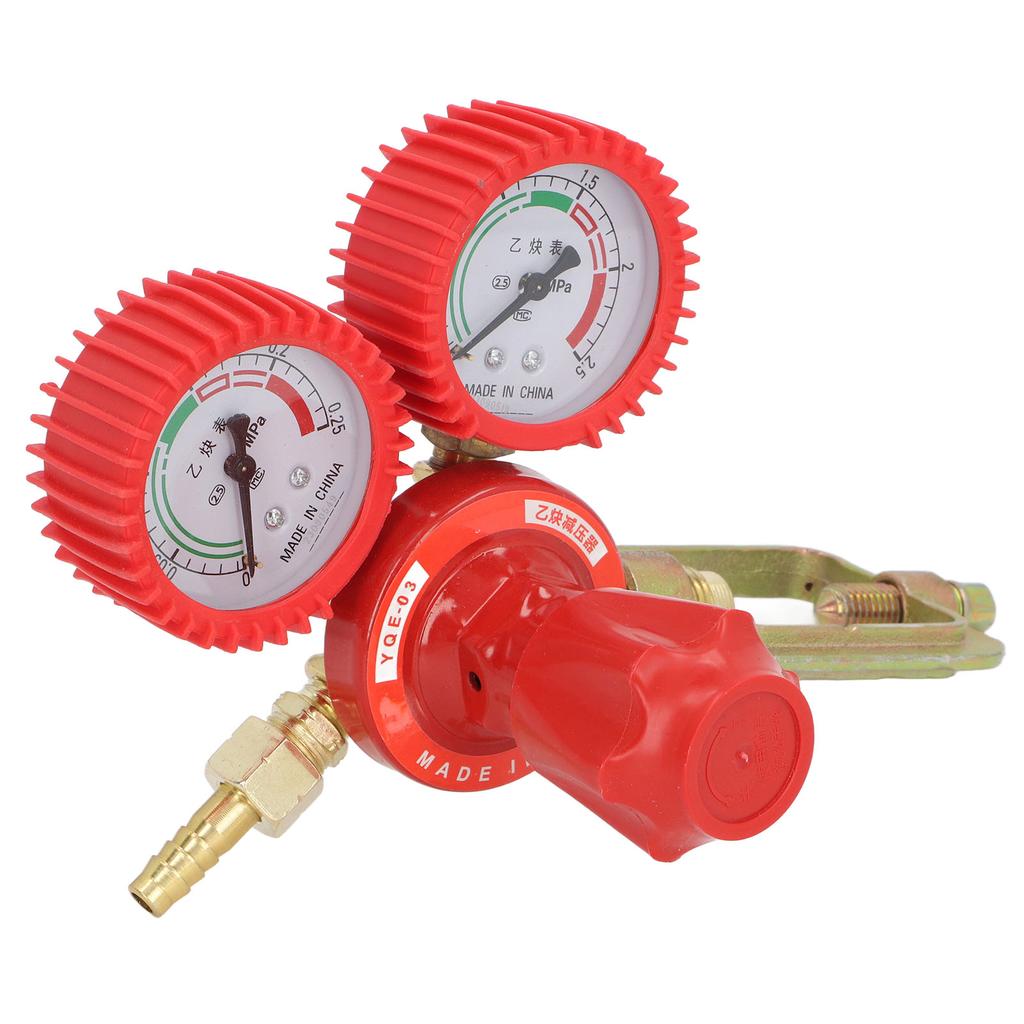 Acetylene Pressure Reducer 8mm Inlet Port Dual Display Shockproof Acetylene Gauge Meter