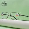 Fashionable Metal Square Frame Reading Glasses for Elderly Men - 100% Anti-Blue Light, Ready Stock
