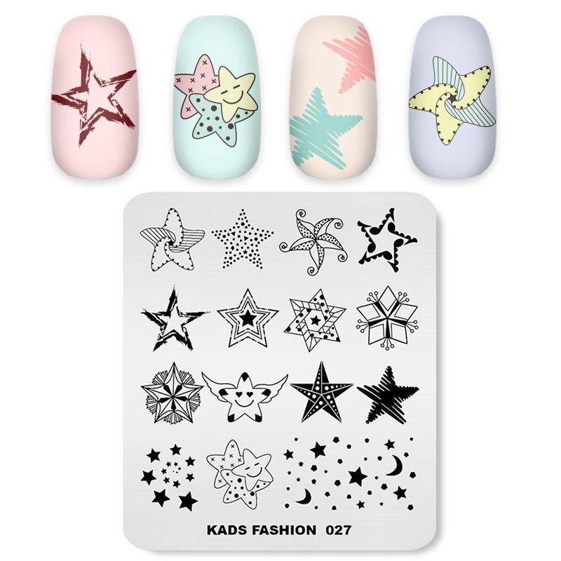 kads Nail Art Template Fashion 027 All Kinds of Stars Design Image Template Nail Stamp Templates Plate Stamping Nail Art