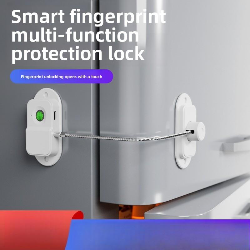 Fingerprint Lock No Punching Refrigerator Protective Lock Bold Chain Locker Electronic Lock Office Smart Lock Password Lock