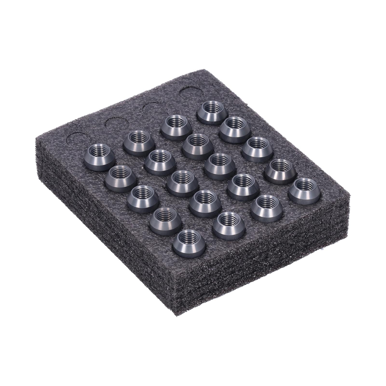 

20 шт. Колесные гайки M12x1.5 Резьба Высота 1,3 дюйма Алюминий 7075 T6 Стопорные гайки Цвет титана Ti Color