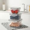 Food Storage Containers Set 3 Piece Airtight Leakproof Square Food Containers with Lids Stackable Clear Plastic Meal Prep Containers BPA-Free for