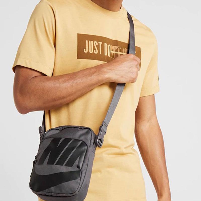 Nike Polyester Shoulder Bag, Crossbody Bag Unisex Black Gray Casual BA6344-082
