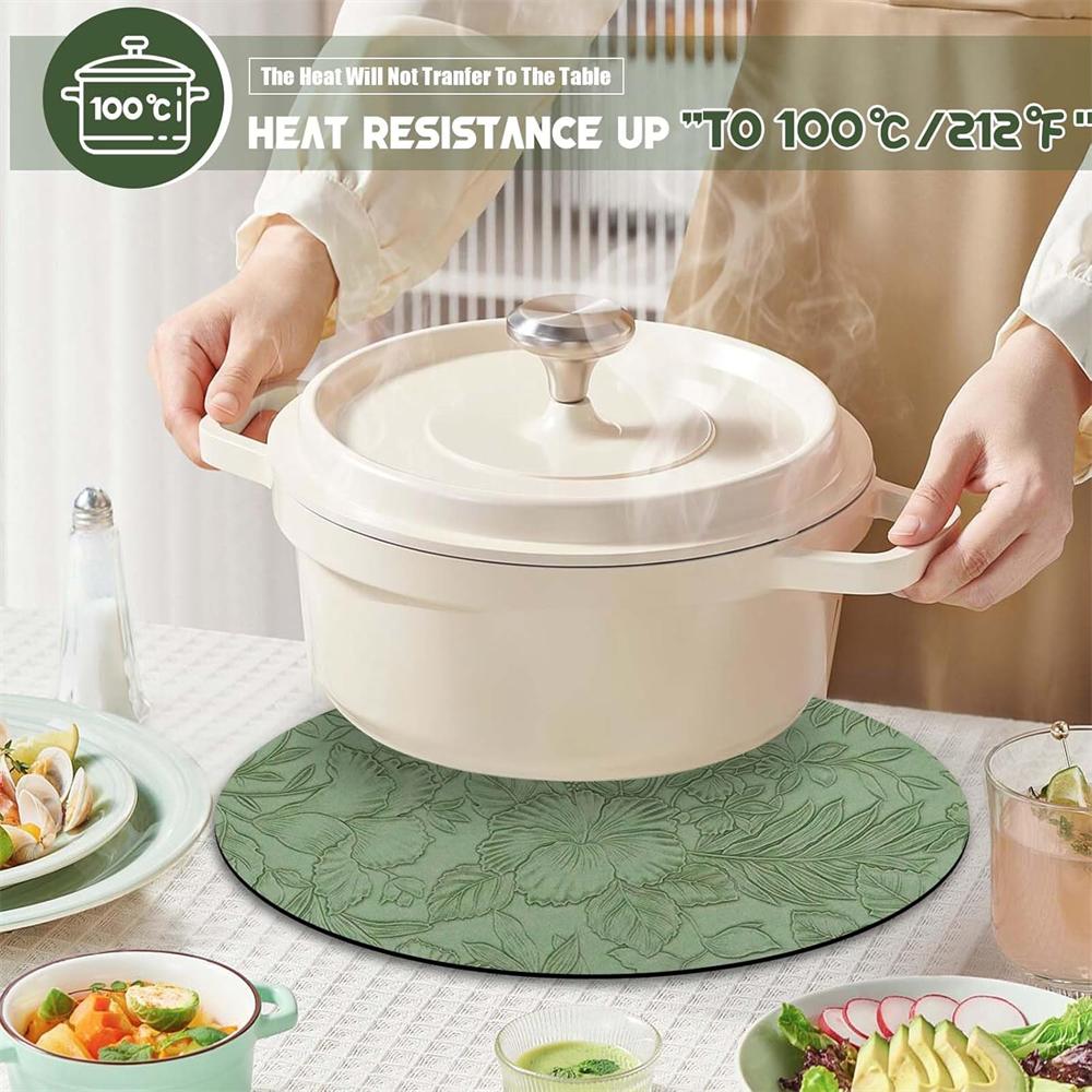 Placemats,Dual Sided PU Leather Place Mats, Heat Resistant Waterproof No-Slip, Washable Round Floral Kitchen Coffee Table Mats
