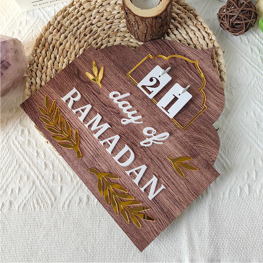 Ramadan Countdown Calendar Plaque Ornament Multifunction Table Centerpiece Exquisite Church Shaped for Islamic Holiday Party