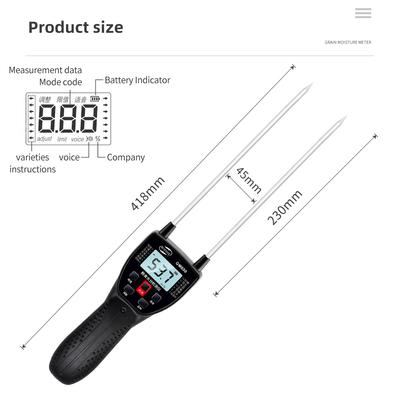 GM650 Grain Moisture Meter LCD Digital Hygrometer Handheld Humidity Content Detector for Corn Wheat Rice Bean Barley Fodder
