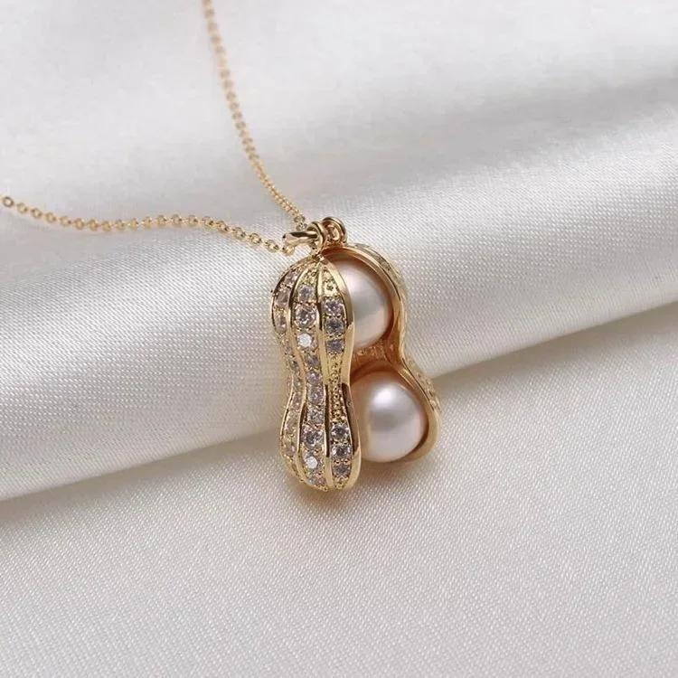 

Peanut Necklace Women White Fake Pearl Necklace Clavicle Pendant Jewelry Titanium Creative gift Christmas Gift for Women золотой