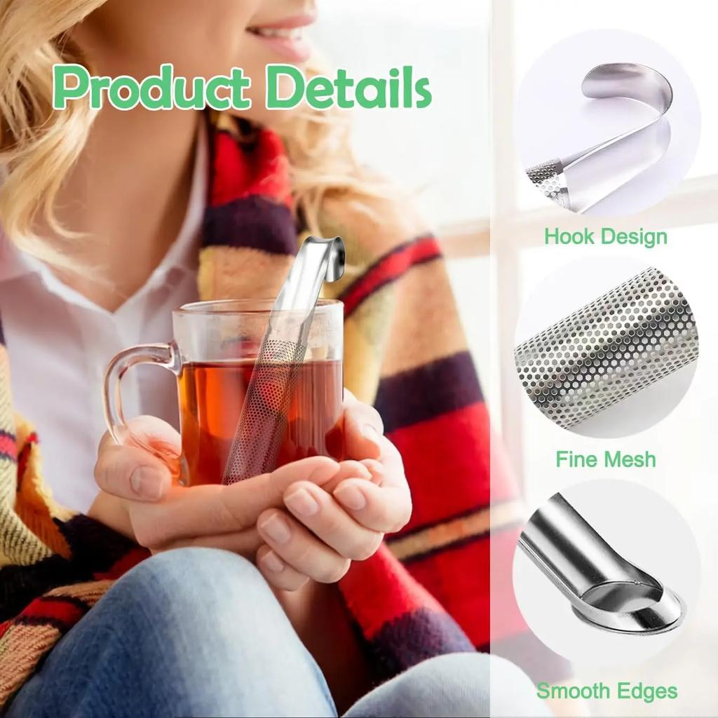 Extra Fine Mesh Tea Strainer for Loose Tea Stainless Steel Long Handle Tea Steeper Diffuser for Leaf Tea Coffee Spices Drinks