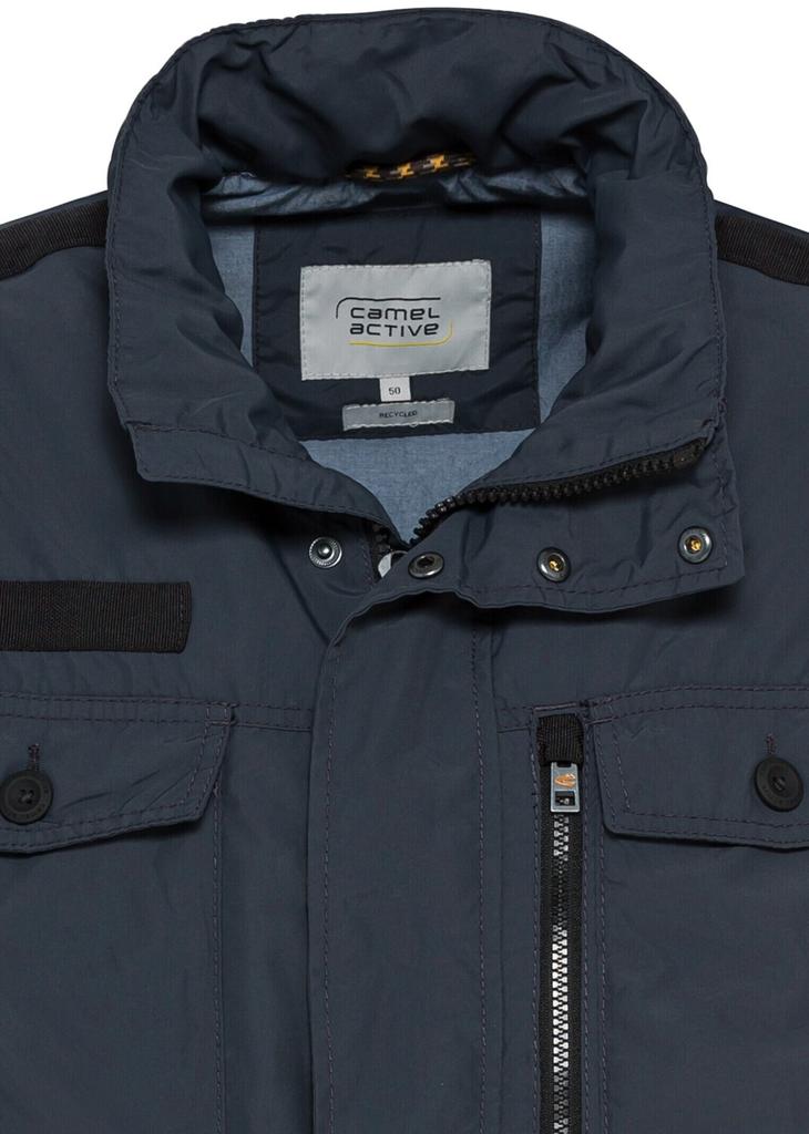 Mid-season Jacket Camel Active Jacket with Multiple Pockets With a Foldaway Hood With Recycled Polyester (420650 7O15 47) Night Blue