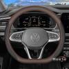 AABGI1 Leather Car Steering Wheel Cover for Volkswagen Tiguan T-roc T-cross Tayron Polo Id4 Caddy Atlas Crafter Virtus 2025 Accessories