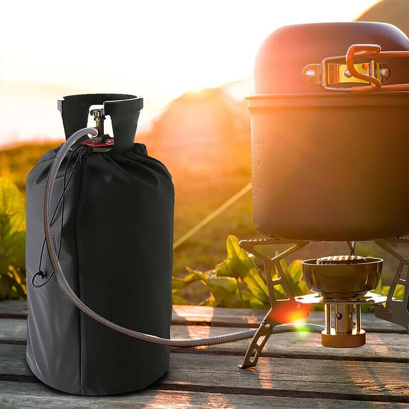 Oxford Propane Tank Cover 210D Outdoor Waterproof Dustproof Gas Bottles Cover Camping Gas Stove Protective Covers Black