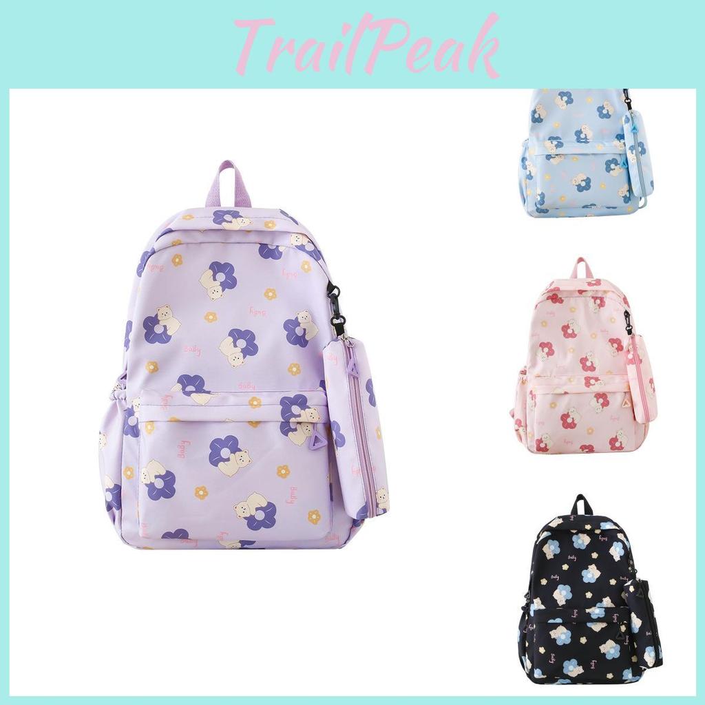 Flower Oxford Printing Backpack With Breathable Design For Students Travel Bag