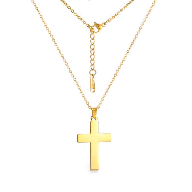 Classic Minimalist Titanium Steel Cross Pendant Necklace Unisex Summer Jewelry Tarnish Resistant Fashion Accessory