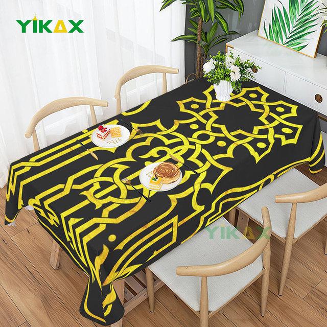 Eid Mubarak Restaurant Decoration Tablecloth Ramadan Decoration Tapestry Flower Islamic Art Rectangular Waterproof Tablecloth