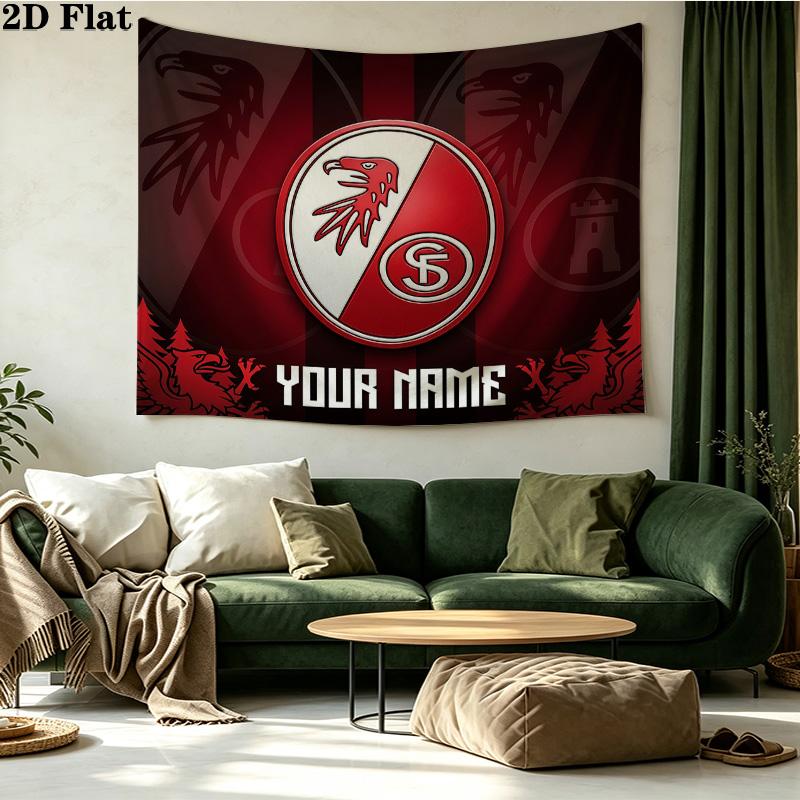 Custom Name SC Freiburg Printed Tapestry – Wall Hanging for Bedrooms, Dorms, and Home Decor