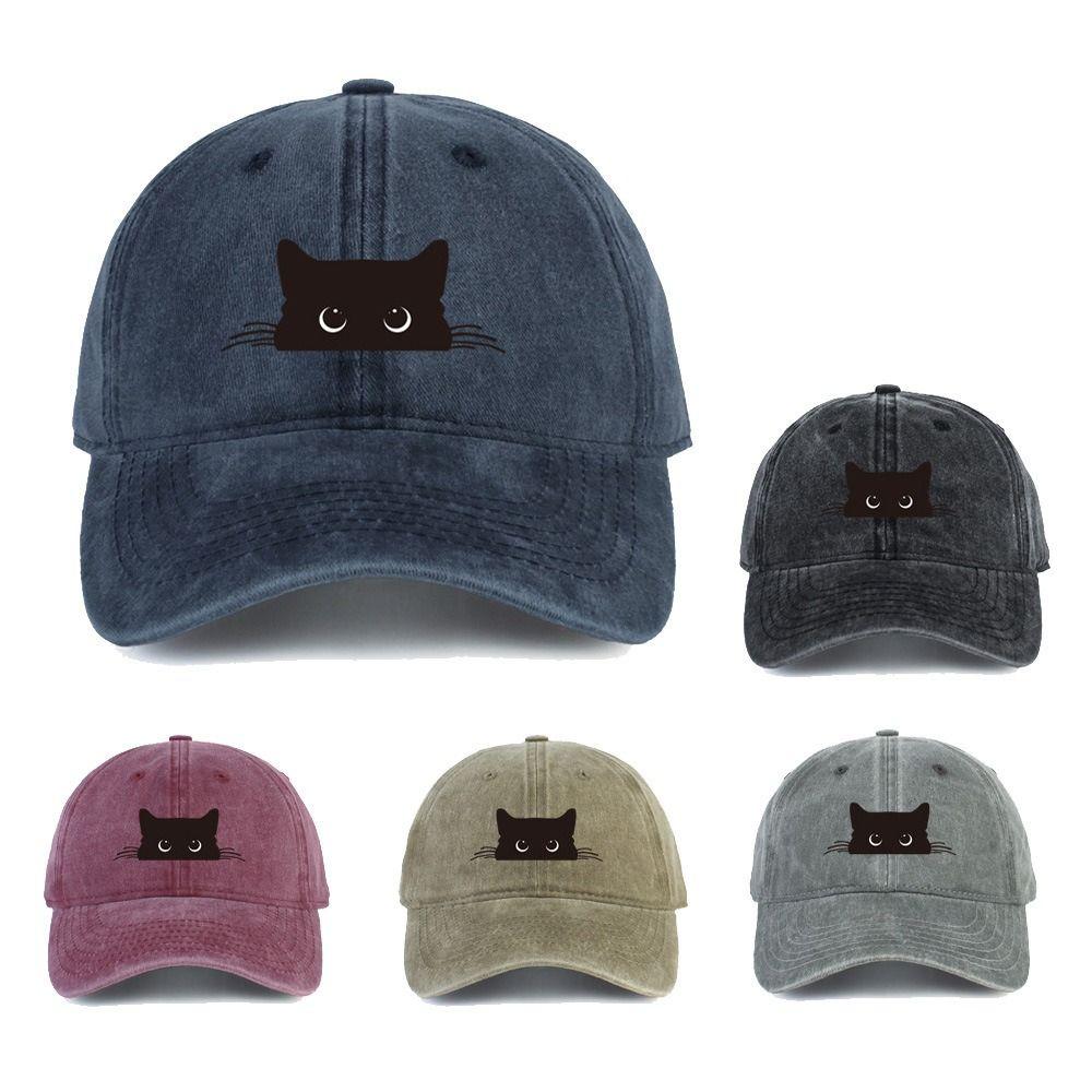 Peaked Cap Cartoon Baseball Hat Sunscreen Cotton Baseball Cap Cat Print Baseball Cap  Men