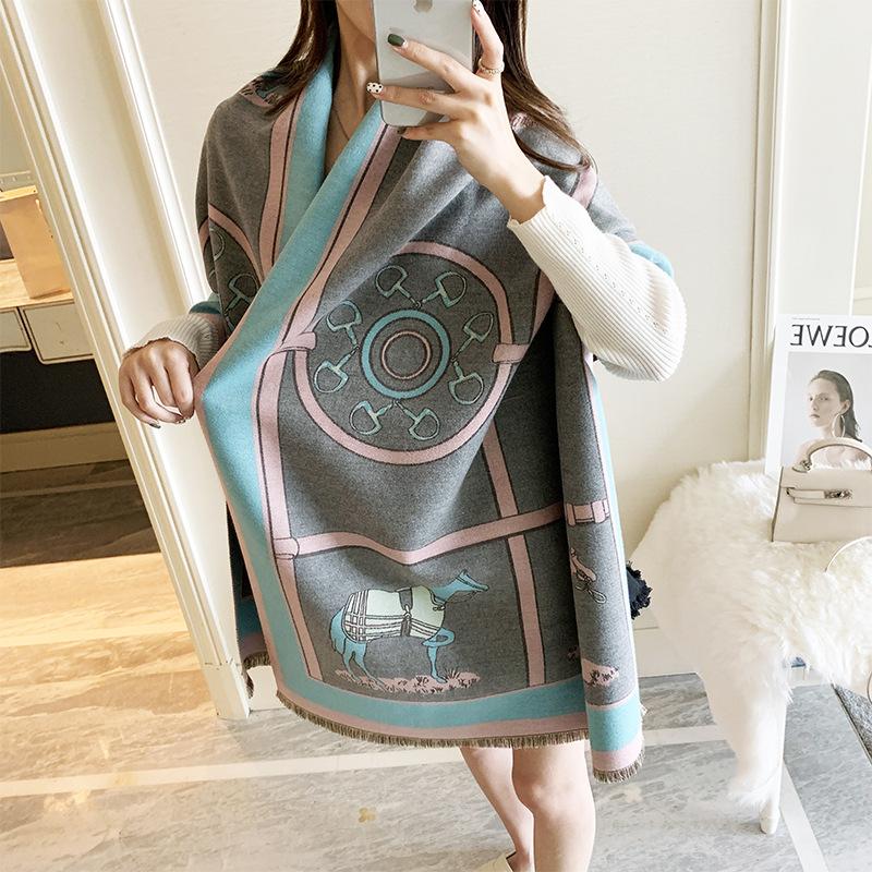 Autumn And Winter Warm Imitation Cashmere Scarf Women'S Versatile Thickened Scarf Carriage Pattern Shawl