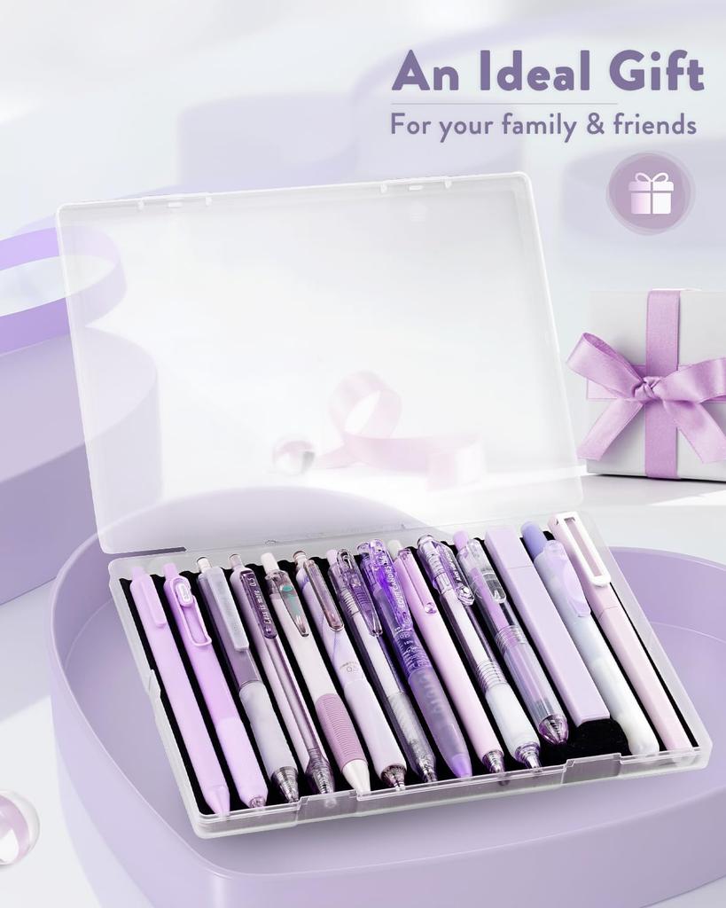Four Candies Gel Pen Cute Gel 12 Ballpoint Pens 2 Easy to Perfect for School and Student Supplies Purple Set, Notebook-Style Pens, 0.5mm &