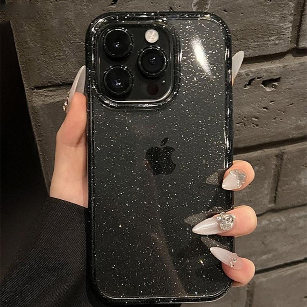 Transparent Glitter Case for iPhone 17 Air 16 15 14 13 12 Pro Max 11 17Pro Luxury Starry Sky Reflective Shiny Bumper Back Cover