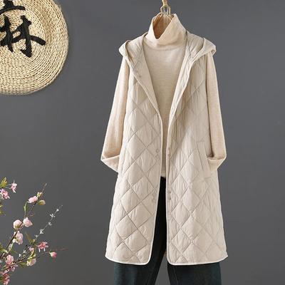 Vest for Women Cotton Winter Oversize Thickened Long Sleeveless Coat Vest Hooded Casual Button Long Down Vest