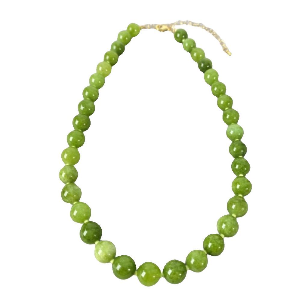 Olive Green Agate Beaded Necklace - Luxurious and Elegant Collar Chain - Emerald Green Agate Necklace