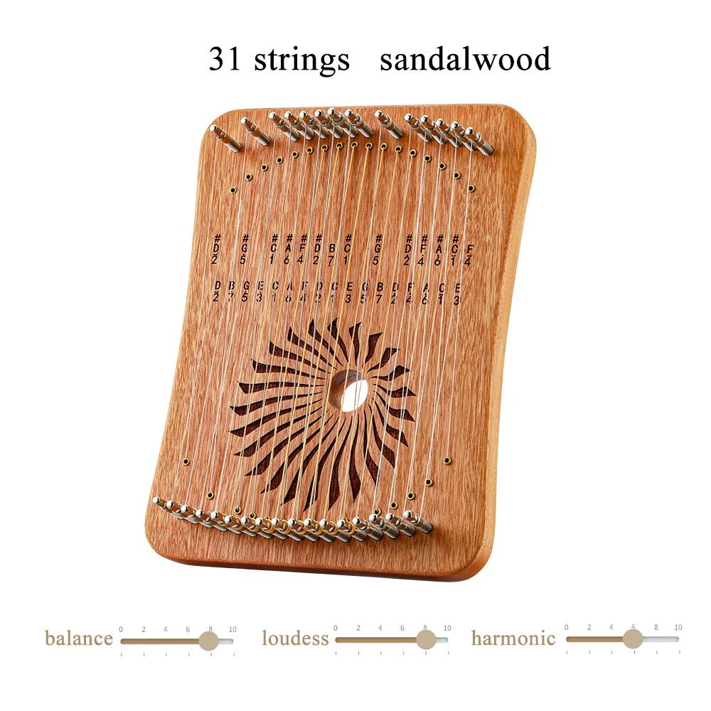 Hluru Lyre 31 Strings Mini Thumb Kalyre 17 Kalimba Strings Finger Harp Wood Creative Finger Lyre Beginner Musical Instrument