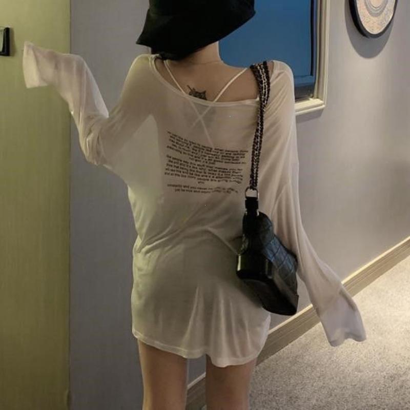 2KWEIRD  Loose T-shirts for Women Letter Pattern Simple Design Korean Style Summer Clothing Thin All-match Young Students Tops New Trendy