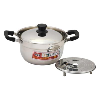 Pearl Metal Pot 20cm IH Compatible with Perforated Plate Stainless Steel Chinese House Two-handed Spill-resistant HC-283