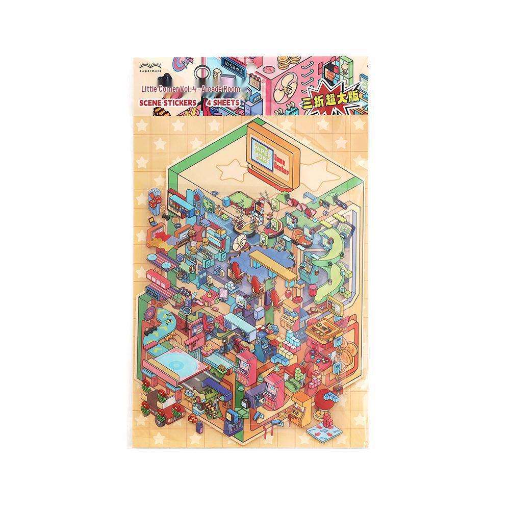 PaperMore 2.5D XL Tri-fold Mini Diorama Stickers, Corner Series 4 Creative Scene