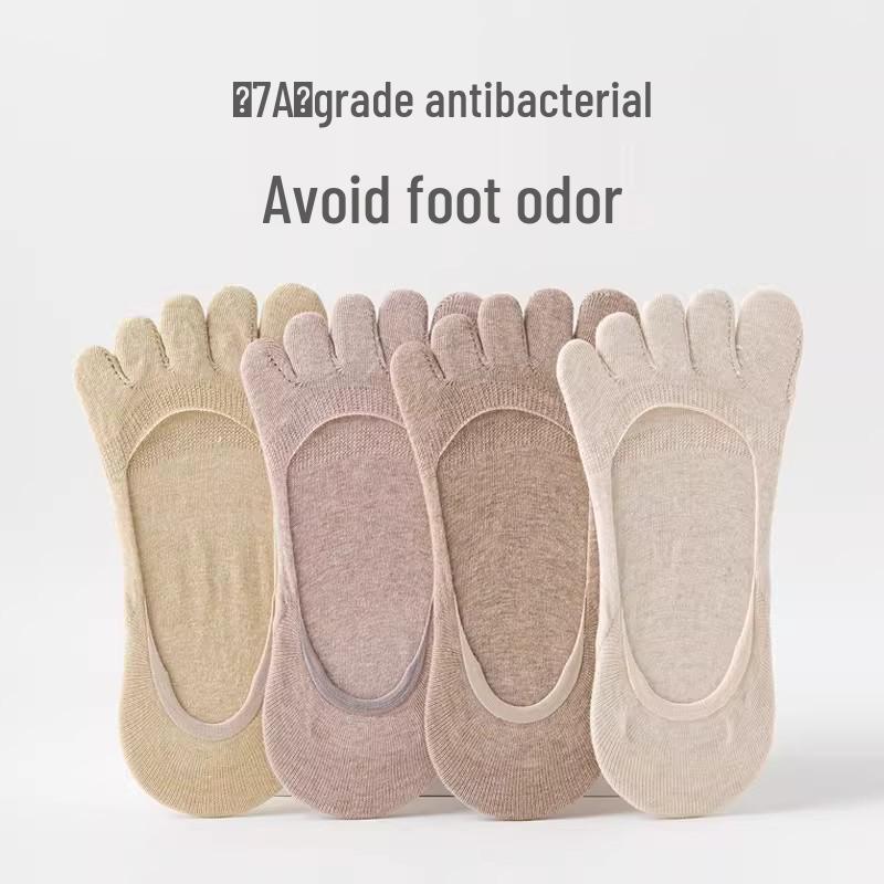 Women's Summer Cotton Five-Toe No-Show Socks – Odor-Proof, Seamless, Heel-Grip, Low-Cut and Lightweight