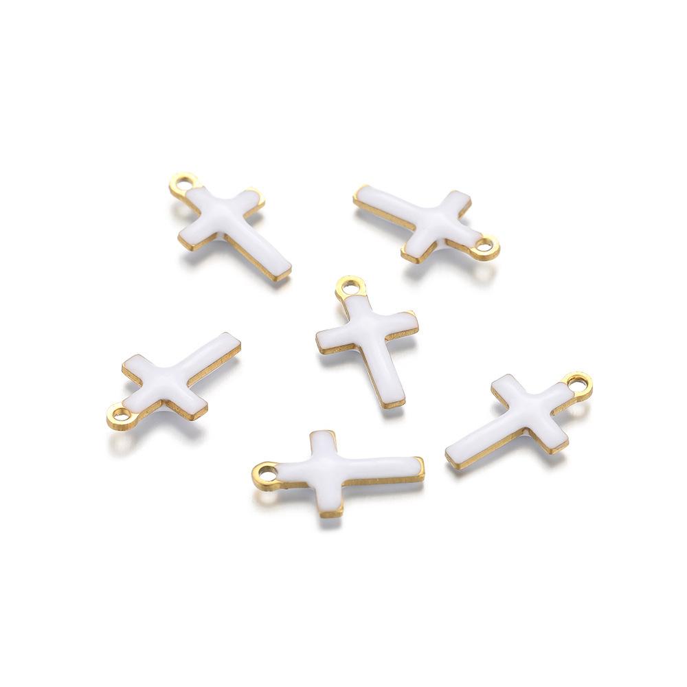 20pcs Colorful Enamel Moon Cross Star Lightning Charms Stainless Steel Gold Color Pendant for Necklace Bracelet Zircon Making