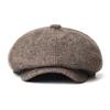 Vintage Herringbone Newsboy Cap Men Winter Thick Warm Casual Stripe Berets Gatsby Flat Hat Peaked Cap