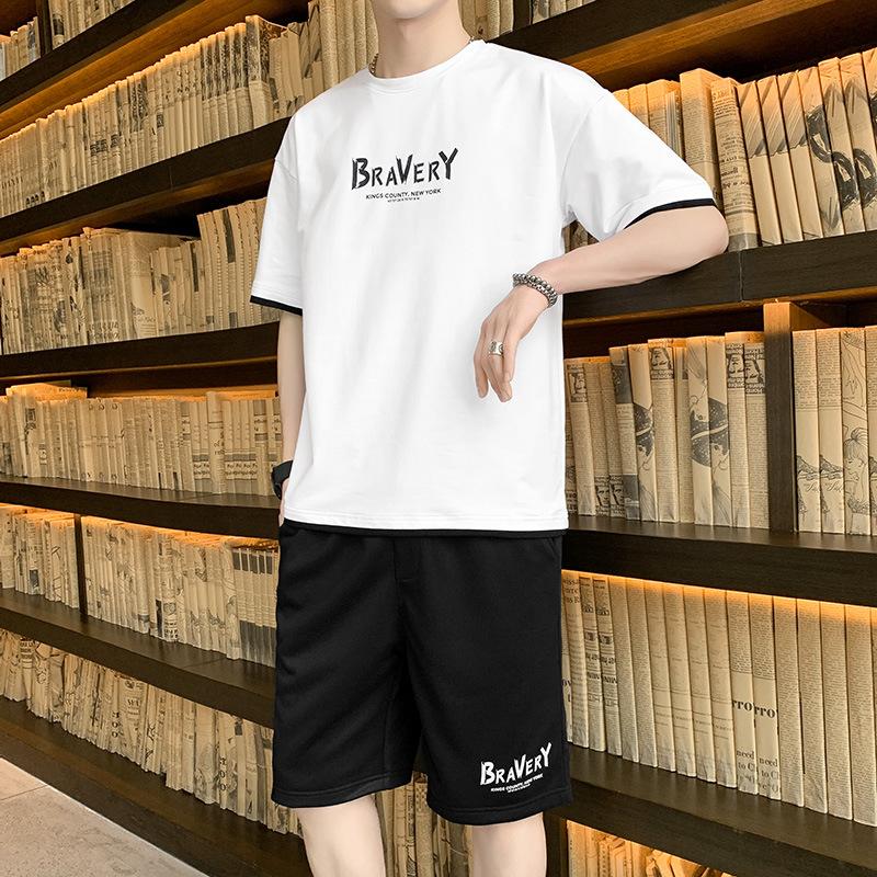 Summer Men's Casual Sports Set Short Sleeved Shorts Set