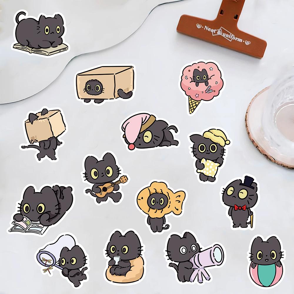 50PCS Naughty Little Black Cat Sticker Harajuku Skateboard Decorative Laptop Luggage Scrapbooking Waterproof Art Decals Sticker