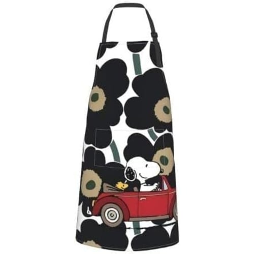 Moomin, Little My, Snoopy, Floral Print Nordic Apron, H-Shaped, Neck Strap, Easy To Move Around, with Pockets, Waterproof, Adjustable, Suitable for Nu