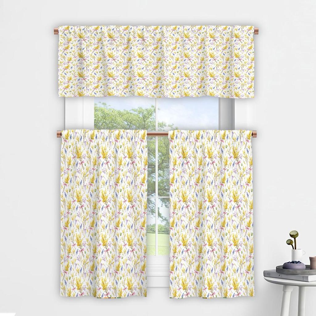 3D Floral Pattern Digital Print Kitchen Valance