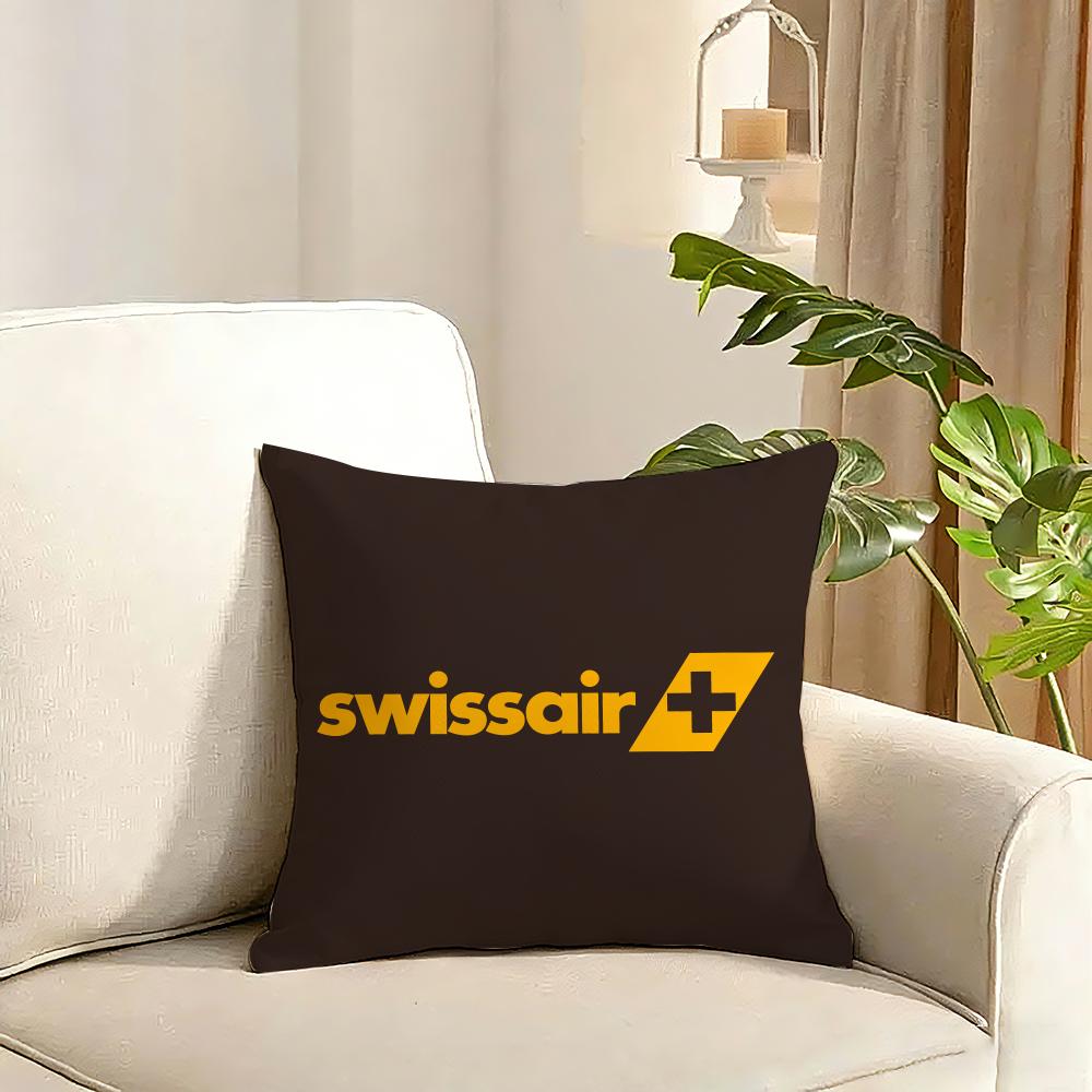 Swissair Cushion Cover Reversible Plush Pillow Cover Soft Fluffy Home Decor for Sofa Bedroom