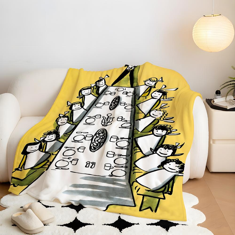 Art M-Madeline Throw Flannel Throw Blanket, Lightweight Cozy, Durable Washable Cute Cool